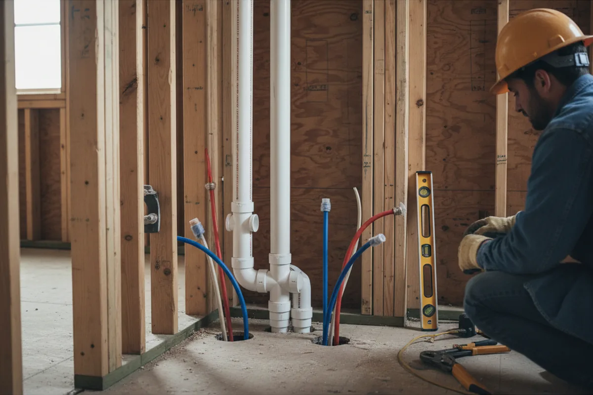 Drain and supply rough-in during Drain Cleaning in Clayton